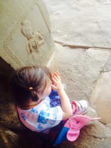 Gaia praying in Ankor Wat
