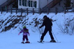 Gaia skiing with Bert